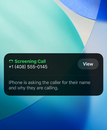 Приложение на iPhone, показващо работата на Проверка на разговор функцията