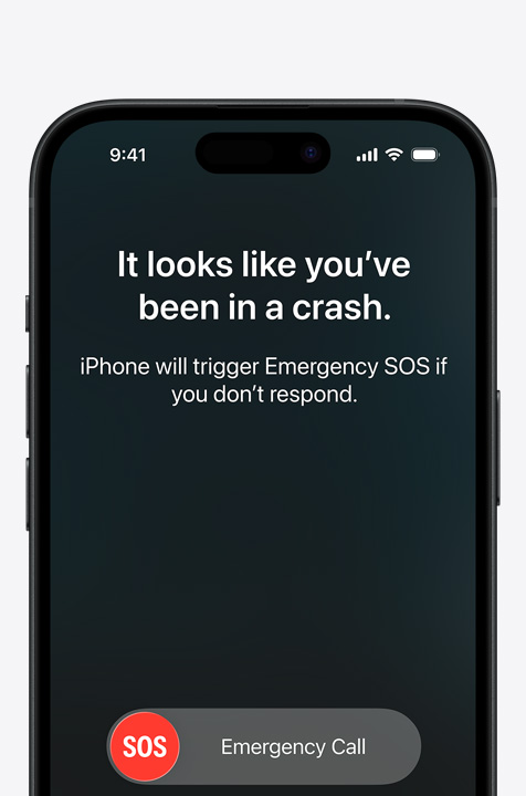 Blakus: iPhone ekrāns, kurā ir Messages, Find My, palīdzības uz ceļa vidžeti, kas darbojas ar satelītu, iPhone ekrāns, kurā tiek izmantots palīdzības izsaukums ārkārtas situācijā, iPhone ekrāns, kurā tiek izmantota palīdzība uz ceļa
