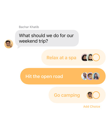 Messages app showing Polls in Messages feature in use