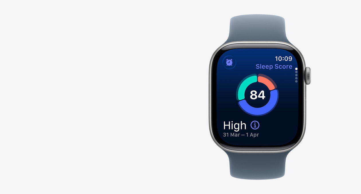 Apple Watch Series 11, space grey colour, aluminium case, sleep score screen