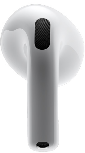 AirPods 4 prezentând vederea din spate a unei căști AirPod.